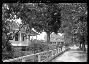 Exterior view of houses in a residential neighborhood in Lodi, ca.1904