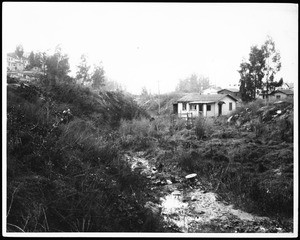 Ditch on the proposed area of improvement of Silverlake Boulevard, looking southwest from Dillon Street, 1928