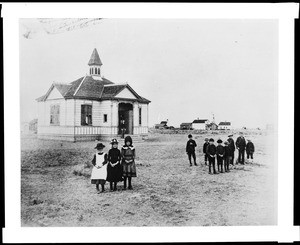 Students in front of the school building on Main Street in old Palmdale