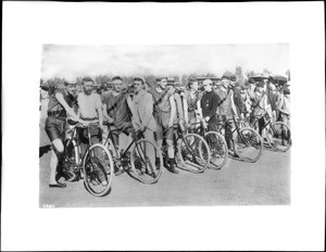 Riverside Bicycle Team at a race at Agricultural Park, Los Angeles, October 3, 1893