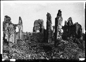 Ruins at the Belgian City of Ypres during World War I, ca.1915