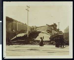 Exterior view of Elks Hall after the 1906 earthquake in San Jose, April, 1906