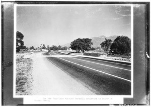 Foothill Boulevard at Monrovia Canyon Creek after widening, 1929