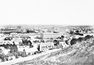 View of Los Angeles, showing the Plaza and Pico House from Fort Moore Hill, ca.1876