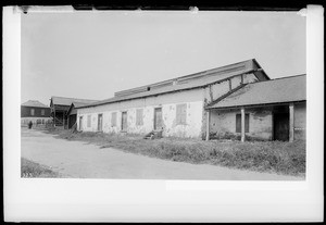 Exterior view of the first theater building in California, an adobe structure in Monterey, ca.1900