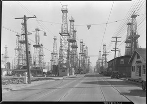 Street running through an unidentified oil field