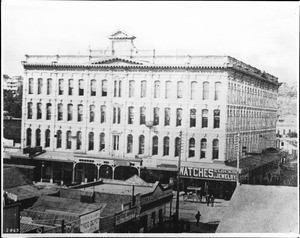 Nadeau Hotel, corner of First Street and Spring Street, Los Angeles, ca.1885