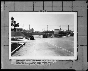 View of the completed Sunset Boulevard-Silverlake Boulevard grade separation, March 20, 1932