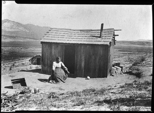 Portrait of Ramona, a Cahuilla Indian, at her new home a year after the murder of her husband Alessandro by Sam Temple, ca. 1885