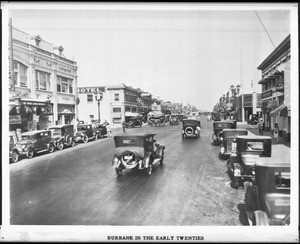 View of San Fernando Boulevard at Angeleno looking north in Burbank, Los Angeles, ca.1927