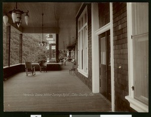 View of the veranda of the Witter Springs Hotel in Lake County, ca.1900