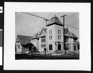 Exterior view of the San Bernardino Baptist Church, ca.1903