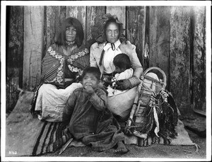 Missionary woman visiting a Walapai Indian family, Hackbury, Arizona, ca.1900