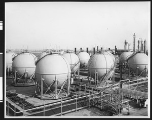 Exterior of the Shell Chemical Corporation synthetic rubber plant, in ...