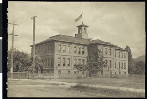 An exterior view of Josephine County high school, Grants Pass, Oregon