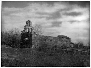 Mission San Francisco de la Espano from behind the bell tower, San Antonio, Texas, ca.1898