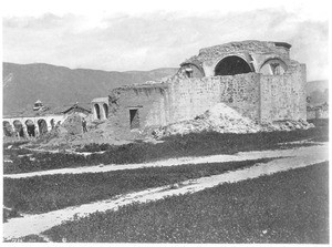 Exterior view of the Mission San Juan Capistrano taken by photographer Edward Vischer, before 1875