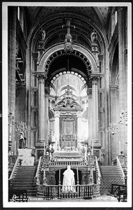 Interior view of the Basilica de Guadalupe in Mexico