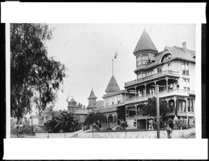 Bellevue Hotel on the corner of Sixth Street and Figueroa Street in Los Angeles, February 14, 1890