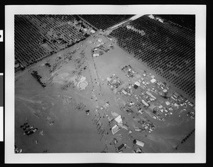 Aerial view of a flooded area in Yorba Linda, 1938