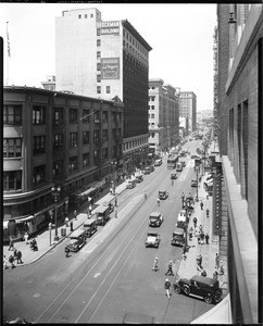 View of Seventh Street looking west from Olive Street, Los Angeles, May 22, 1931