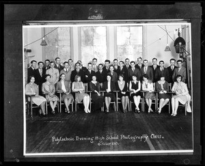 Group portrait of the Los Angeles Polytechnic High School Evening Photography Class, October 1929