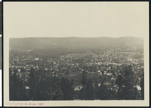 Birdseye view of an unidentified town, ca.1900