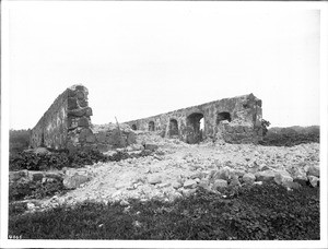 Ruins of the walls of Mission Santa Margarita, California, ca.1906