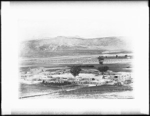 Pueblo of San Idelfonso (San Ildefonso) as viewed from the top of a hill, New Mexico, ca.1900