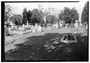 View of the graves at the San Gabriel cemetery, December 4, 1929