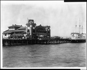 Exterior view of the pavilion at Venice from across the water, ca.1905