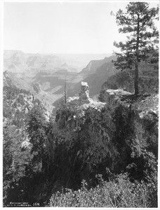 Pulpit Rock in the Grand Canyon as viewed looking east from the Bright Angel Hotel, 1900-1902