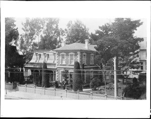 Governor Downey's Residence on Main Street north of Fourth Street on the west side, ca.1883