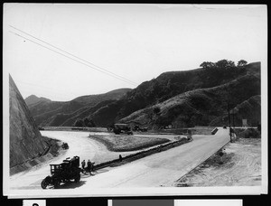 Southward view of San Fernando Road at Tunnel Station Bridge after the construction of Foothill Boulevard, November 23, 1934