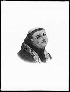 Engraving of a portrait of Father Junipero Serra