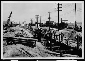 W.P.A. workers constructing the Hooper Avenue storm drain, 1937
