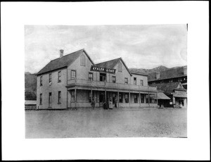 Exterior view of the Avalon Hotel on Crescent Avenue, Santa Catalina Island, 1889