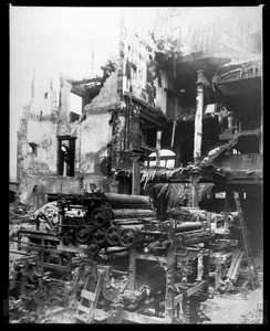 Destroyed printing press in Los Angeles Times bombing, October, 1910