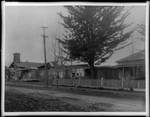 Exterior view of the Mission San Francisco Solano de Sonoma after the earthquake of 1906