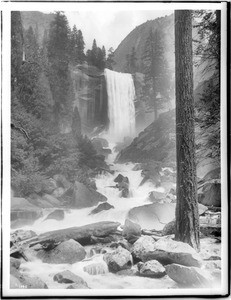 Vernal Falls from Lady Franklin Rock in Yosemite National Park, 1900-1930