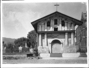 Mission San Francisco de Asis (Dolores), showing close-up view of mission, ca.1900