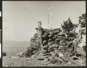 S.B.B.M. Monument near the west peak of Mount San Bernadino, looking northeast, ca.1920