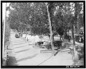 Campsites in an automobile camp at the Los Angeles Municipal Camp Grounds in Elysian Park, ca.1923