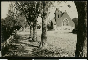 Lincoln Avenue in Salinas, showing the Episcopal Church, Monterey, ca.1900