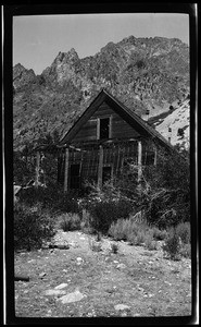 Exterior view of a wooden building, possibly in Bodie, Lake Tahoe, or Mono Lake