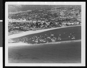 Aerial view of a beach in Santa Barbara, ca.1950