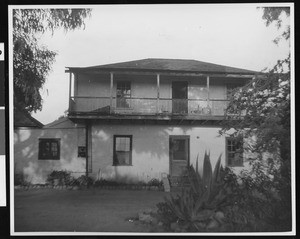 Exterior view of the Gaspar Orena Adobe House at Ortega Hill, Montecito, 1936