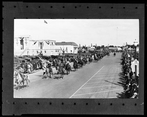 Horsemen in an Armistice Day parade, Huntington Beach, 1924