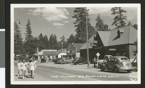 Postcard showing Pine Know Boulevard in Big Bear Lake Village, ca.1930