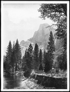 Half Dome and Yosemite Valley from the river, Yosemite National Park, 1900-1930